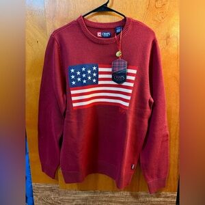 Chaps Men's Burgundy Flag Crewneck Sweater